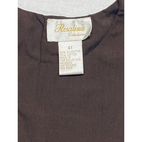 Rosalina Collections Girl’s Size 4T Jumper Dress Brown With Stitched Pink Poodle - Picture 7 of 8